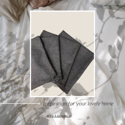 Indoor Cushion Covers Set of 4 – Made in Spain for sofas, armchairs, beds, and cozy reading book – (45x45 cm) – Charcoal (Blackish)