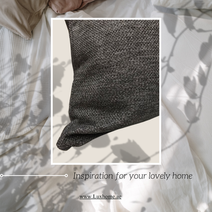 Indoor Cushion Covers Set of 4 – Made in Spain for sofas, armchairs, beds, and cozy reading book – (45x45 cm) – Charcoal (Blackish)