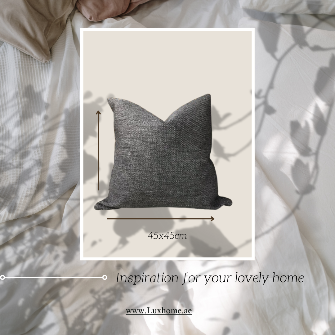 Indoor Cushion Covers Set of 4 – Made in Spain for sofas, armchairs, beds, and cozy reading book – (45x45 cm) – Charcoal (Blackish)