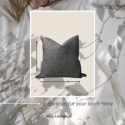 Indoor Cushion Covers Set of 4 – Made in Spain for sofas, armchairs, beds, and cozy reading book – (45x45 cm) – Charcoal (Blackish)