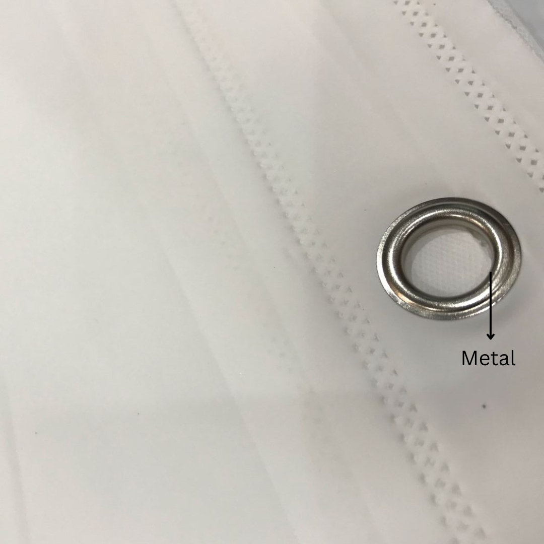 Waterproof Shower Curtain, 100% Polyester with Metal Grommets, High Quality, White 180x180cm With 12 pcs ring